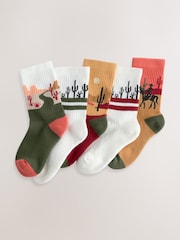 Neutral Western Cushioned Footbed Cotton Rich Ribbed Sports Socks 5 Pack - Image 1 of 3