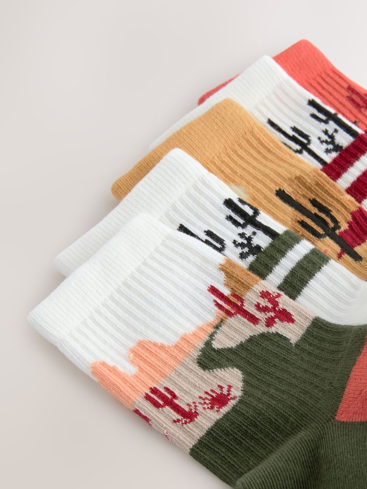 Neutral Western Cushioned Footbed Cotton Rich Ribbed Sports Socks 5 Pack - Image 2 of 3