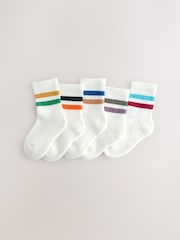 Multi/White Cushioned Footbed Cotton Rich Ribbed Tipped Socks 5 Pack - Image 1 of 3