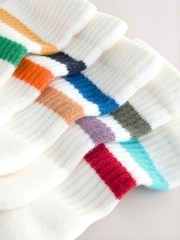 Multi/White Cushioned Footbed Cotton Rich Ribbed Tipped Socks 5 Pack - Image 2 of 3