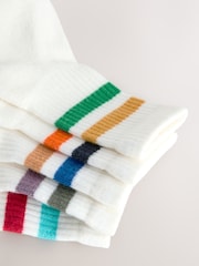 Multi/White Cushioned Footbed Cotton Rich Ribbed Tipped Socks 5 Pack - Image 3 of 3