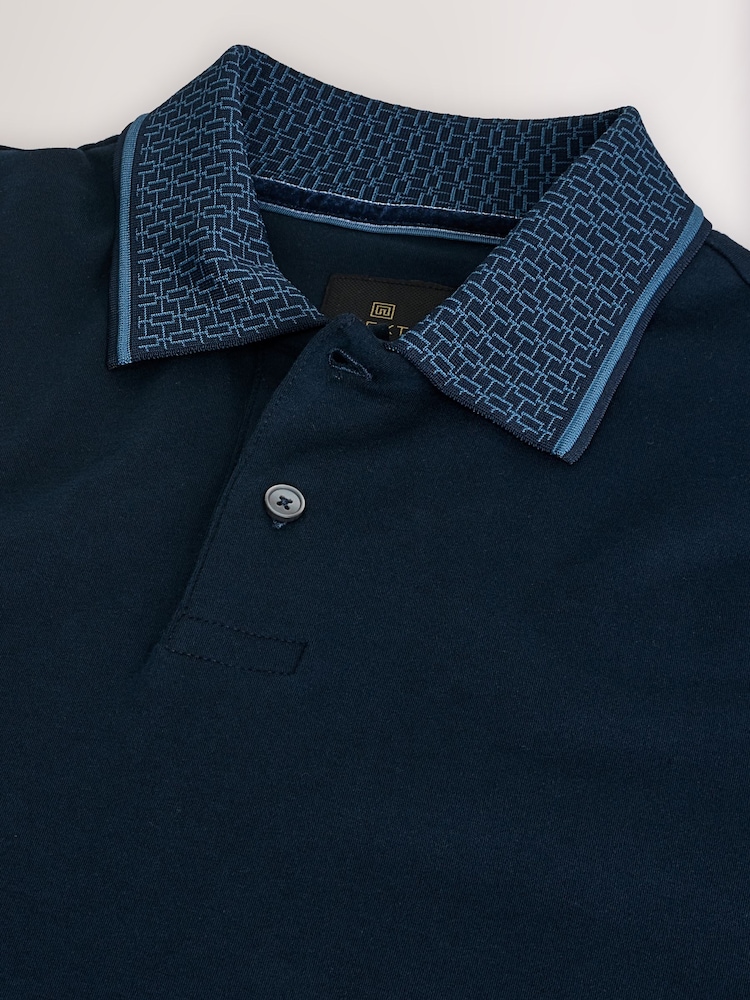 Navy Short Sleeve Smart Collar Polo Shirt - Image 6 of 7