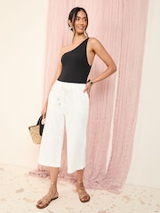 Friends Like These White Linen Blend Culottes - Image 3 of 4