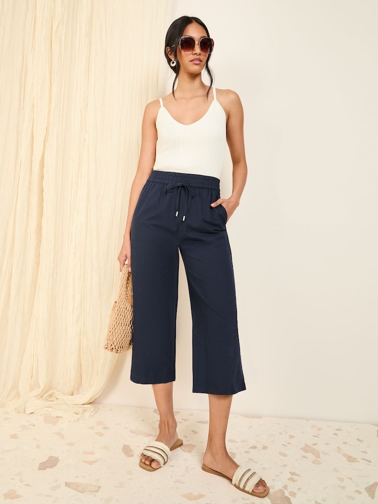 Friends Like These Navy Linen Blend Culottes - Image 1 of 4