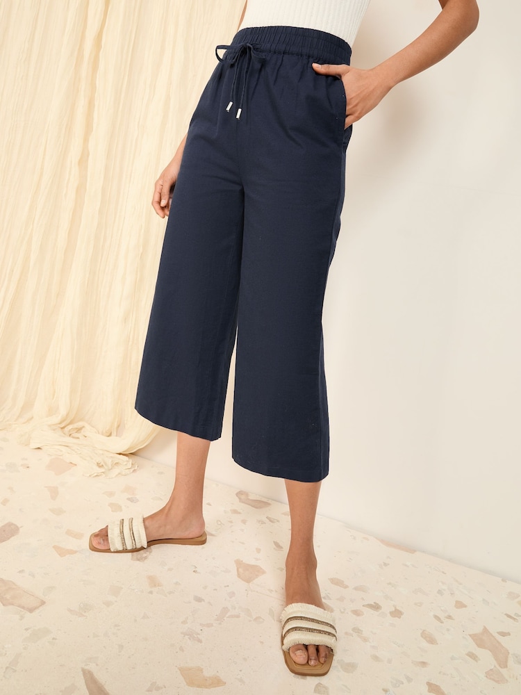 Friends Like These Navy Linen Blend Culottes - Image 2 of 4