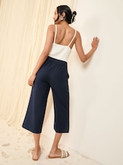 Friends Like These Navy Linen Blend Culottes - Image 4 of 4