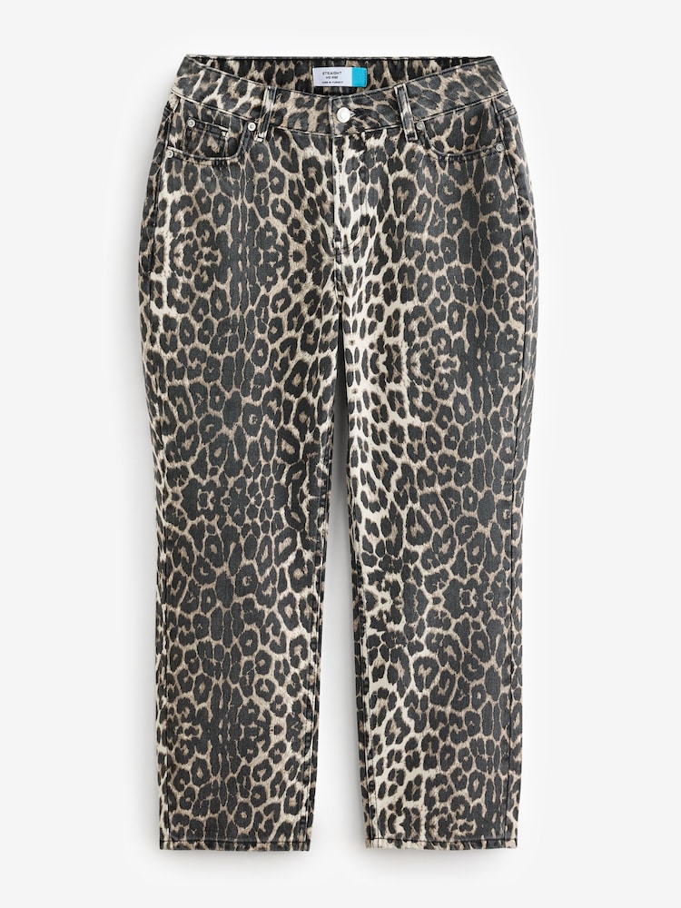 Leopard Print Hourglass Straight Leg 100% Cotton Jeans - Image 1 of 3