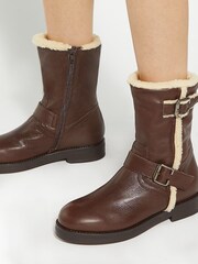 Dune London Brown Pixo Biker Boots - Image 1 of 6
