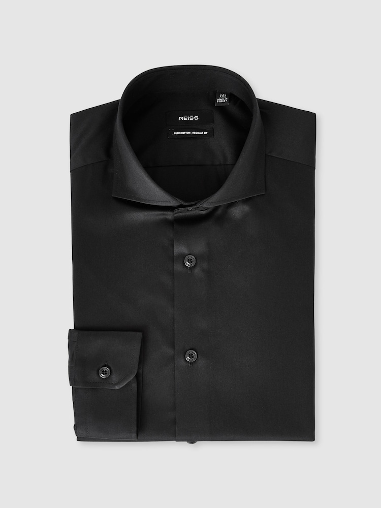 Reiss Black Storm Reg Cotton-Twill Two-Fold Shirt - Image 2 of 7