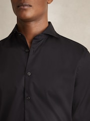 Reiss Black Storm Reg Cotton-Twill Two-Fold Shirt - Image 5 of 7