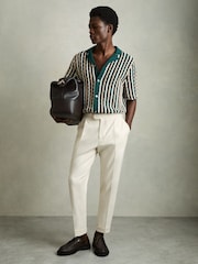 Reiss Green Roulette Textured-Knit Cuban-Collar Shirt - Image 3 of 6