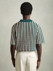 Reiss Green Roulette Textured-Knit Cuban-Collar Shirt - Image 5 of 6