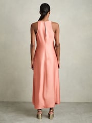 Reiss Coral Anessa Satin Shirred Midi Dress - Image 5 of 6