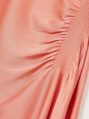 Reiss Coral Anessa Satin Shirred Midi Dress - Image 6 of 6