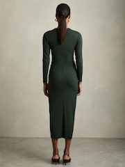 Reiss Green Ginny Petite Ruched Jersey Midi Dress - Image 5 of 7