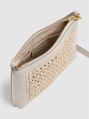 Reiss Off White Bernice Raffia Leather Cross-Body Bag - Image 3 of 5