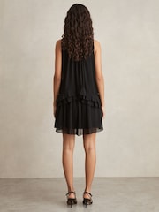 Reiss Black Luni Chiffon Tiered Ruffle Dress - Image 5 of 6
