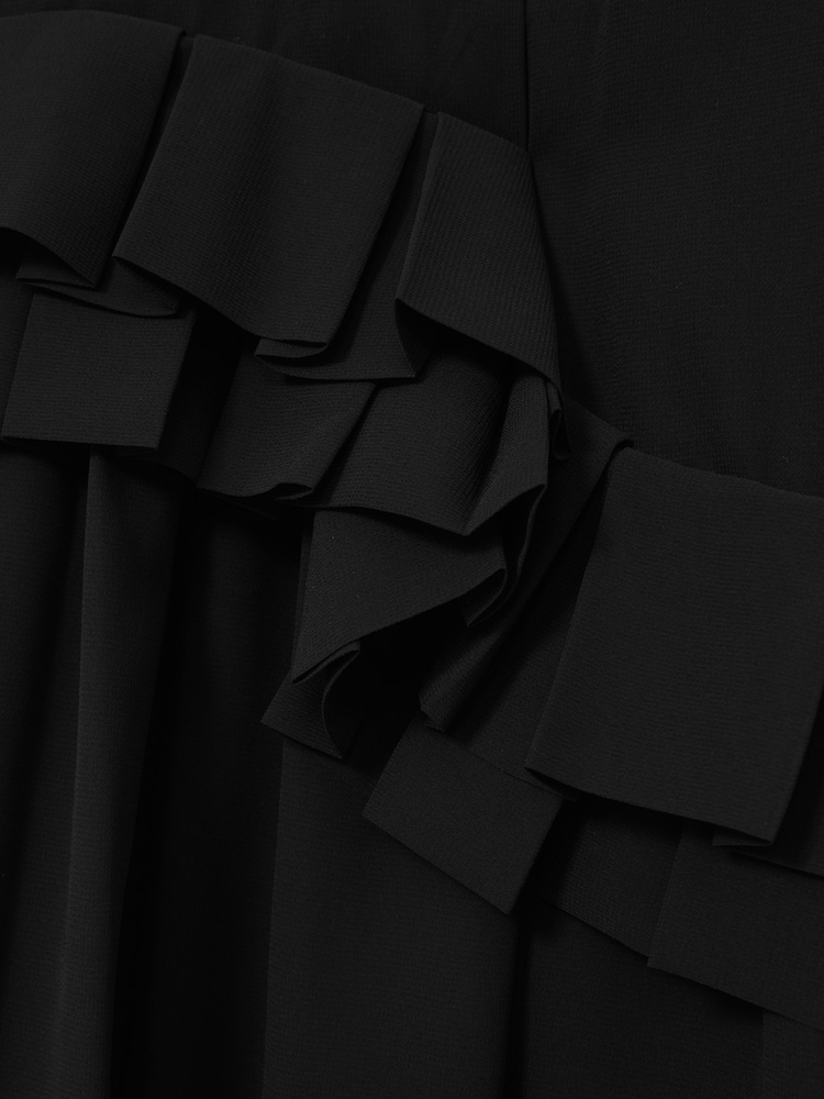 Reiss Black Luni Chiffon Tiered Ruffle Dress - Image 6 of 6