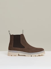 Reiss Brown Garry Suede Contrast Sole Chelsea Boots - Image 1 of 6