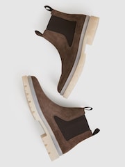 Reiss Brown Garry Suede Contrast Sole Chelsea Boots - Image 3 of 6
