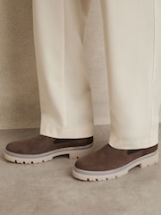 Reiss Brown Garry Suede Contrast Sole Chelsea Boots - Image 5 of 6