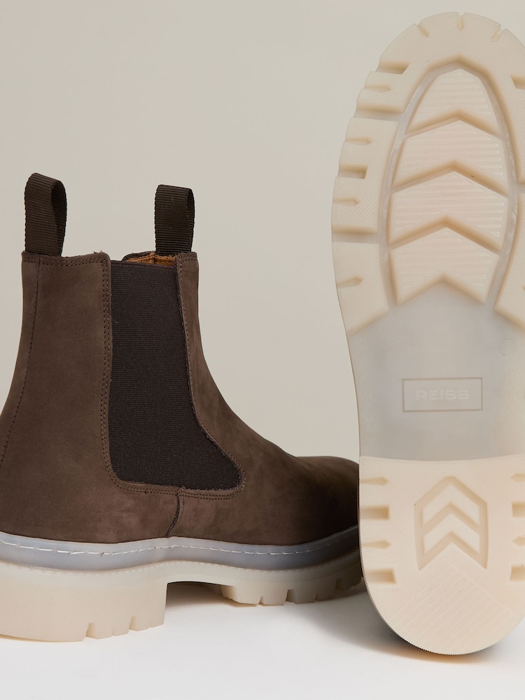 Reiss Brown Garry Suede Contrast Sole Chelsea Boots - Image 6 of 6