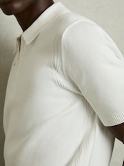 Reiss White Berkley Cotton Half-Zip Knitted Polo Shirt - Image 4 of 6