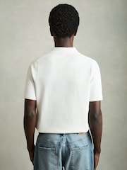 Reiss White Berkley Cotton Half-Zip Knitted Polo Shirt - Image 5 of 6