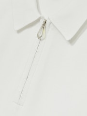 Reiss White Berkley Cotton Half-Zip Knitted Polo Shirt - Image 6 of 6