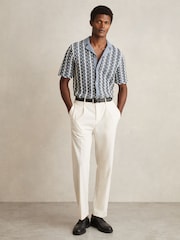 Reiss Airforce Blue Roulette Textured-Knit Cuban-Collar Shirt - Image 3 of 6