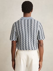Reiss Airforce Blue Roulette Textured-Knit Cuban-Collar Shirt - Image 5 of 6
