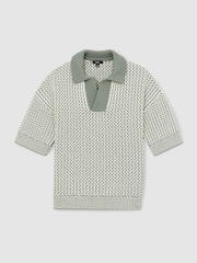 Reiss Oliver Chunky-Knit Open-Collar Polo Shirt - Bild 2 von 6