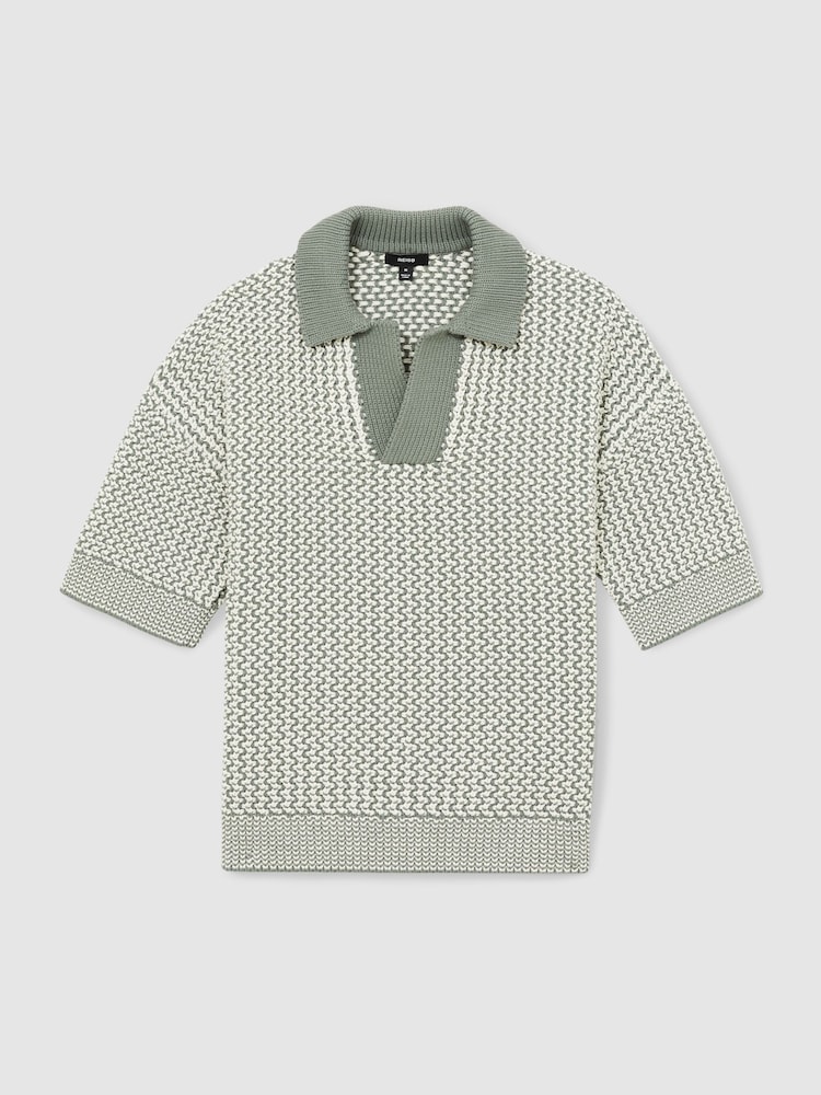 Reiss Oliver Chunky-Knit Open-Collar Polo Shirt - Bild 2 von 6