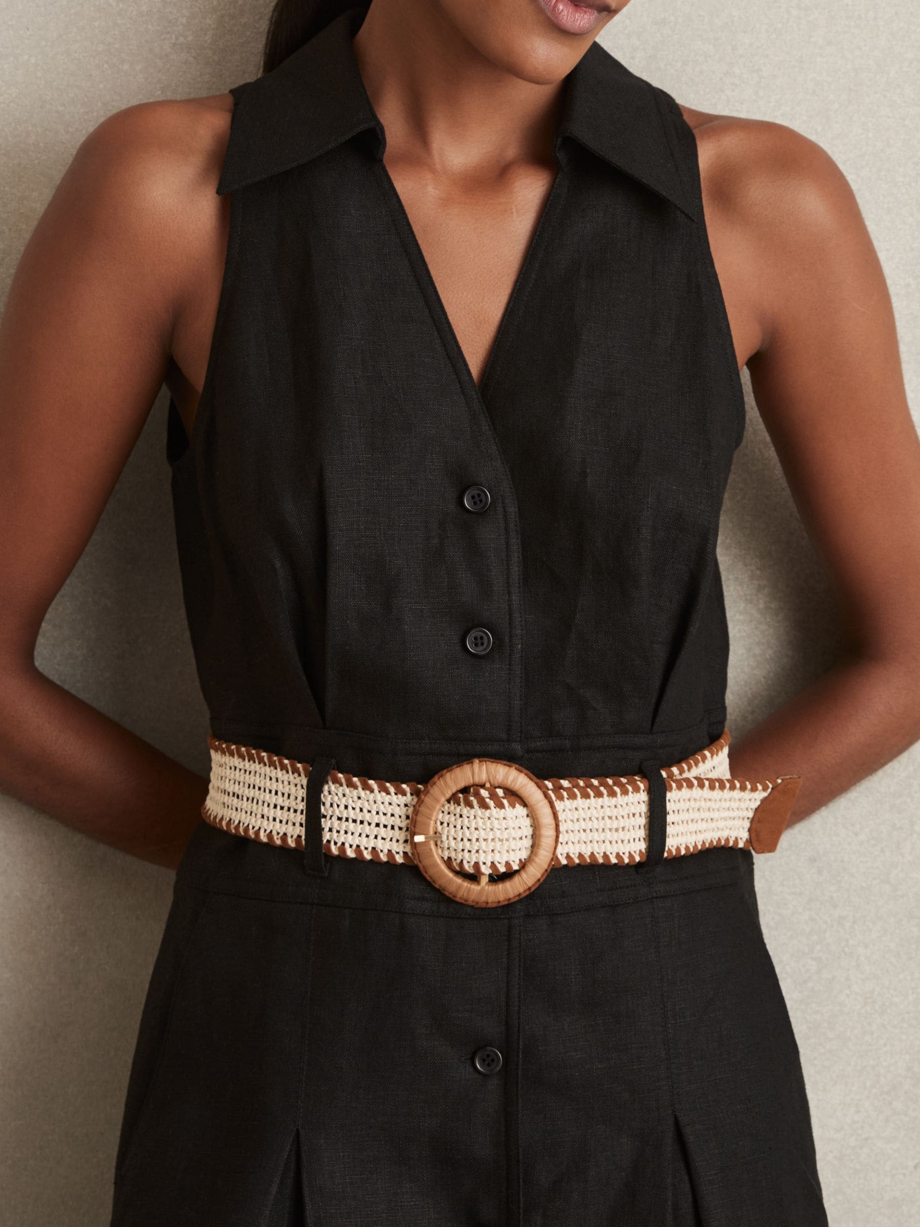 【海外限定】REISSドレス☆Black Annie Linen Belted Sleeveless Buy Reiss Black Annie Linen Belted Sleeveless Midi Dress