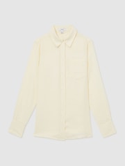 Reiss Pale Yellow Belle Linen Button-Through Shirt - Image 2 of 6