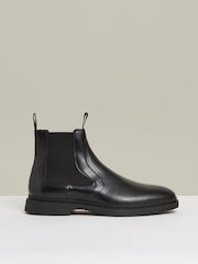 Reiss Black Jagger Leather Rubber Sole Chelsea Boots - Image 1 of 6
