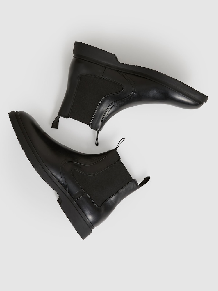Reiss Black Jagger Leather Rubber Sole Chelsea Boots - Image 3 of 6