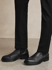 Reiss Black Jagger Leather Rubber Sole Chelsea Boots - Image 5 of 6