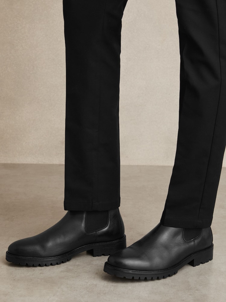 Reiss Black Jagger Leather Rubber Sole Chelsea Boots - Image 5 of 6