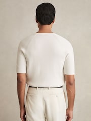 Reiss White Amigo Ribbed Knit Crew T-Shirt - Image 4 of 5
