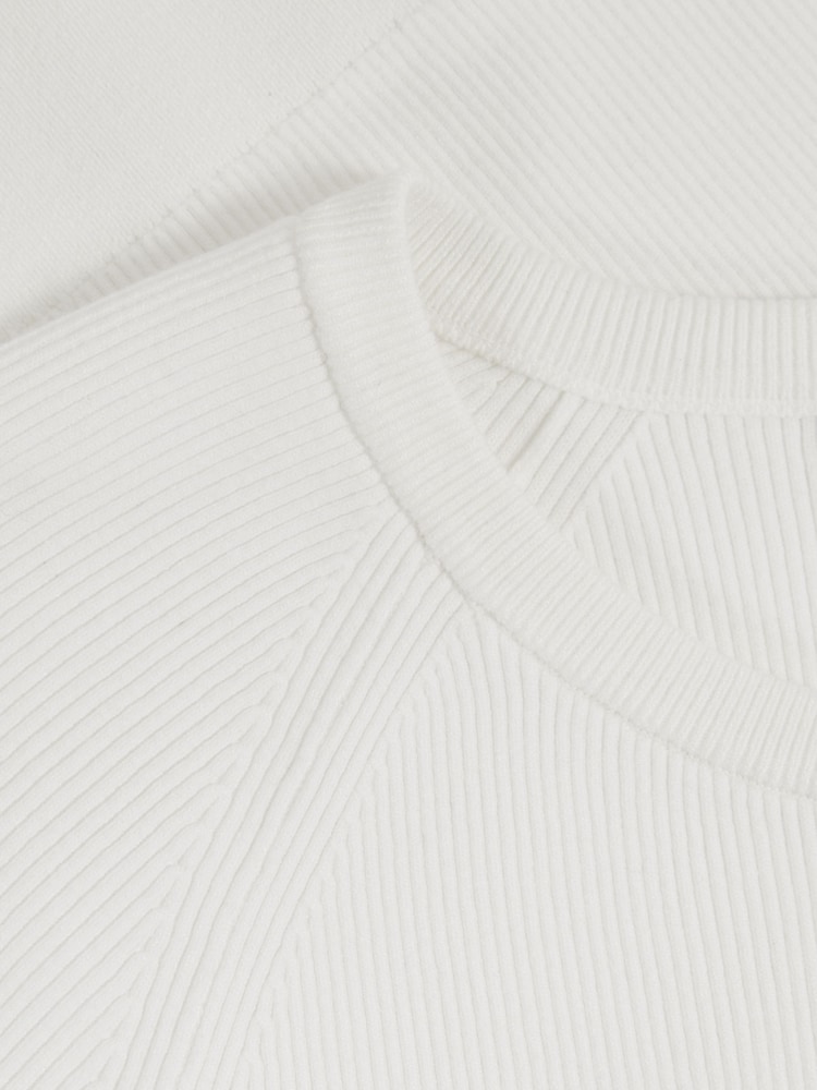Reiss White Amigo Ribbed Knit Crew T-Shirt - Image 5 of 5