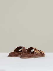 Reiss Tan Ella Leather Buckled Slip-On Sandals - Image 4 of 6