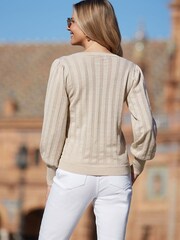 Sosandar Natural Sparkle Metallic Pointelle Jumper - Image 4 of 8