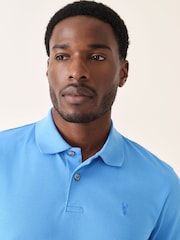 Blue Slim Fit Short Sleeve Pique Polo Shirt - Image 4 of 8