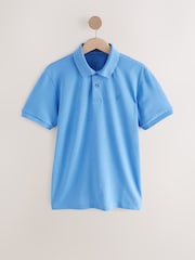 Blue Slim Fit Short Sleeve Pique Polo Shirt - Image 6 of 8
