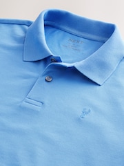 Blue Slim Fit Short Sleeve Pique Polo Shirt - Image 8 of 8