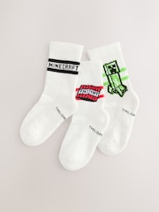Green/Red/Black Minecraft - License Cushioned Footbed Rich RIbbed Tipped Socks 3 Pack - Изображение 1 из 3