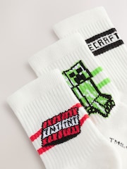 Green/Red/Black Minecraft - License Cushioned Footbed Rich RIbbed Tipped Socks 3 Pack - Изображение 3 из 3