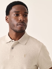 Neutral Marl Slim Fit Short Sleeve Pique Polo Shirt - Image 1 of 8
