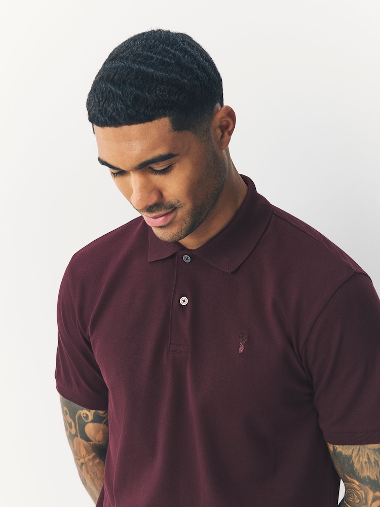 Purple Fig Slim Fit Short Sleeve Pique Polo Shirt - Image 4 of 7
